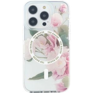 Ted Baker Clear Flower Placement Antishock Phone Case for iPhone 15 Pro Cream Bumper with MagSafe