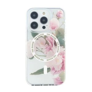 Ted Baker Clear Flower Placement Antishock Phone Case for iPhone 15 Pro Max Cream Bumper with MagSafe