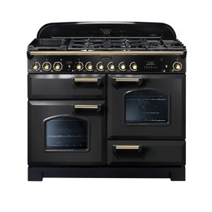 Rangemaster CDL110DFFCB/B 110cm Classic Deluxe Dual Fuel Range Cooker-Charcoal Black/Brass