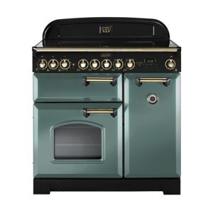 Rangemaster CDL90ECMG/B Classic Deluxe 90cm Electric Ceramic Range Cooker-Mineral Green/Brass