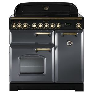 Rangemaster CDL90ECSL/B Classic Deluxe 90cm Electric Ceramic Range Cooker Slate with Brass