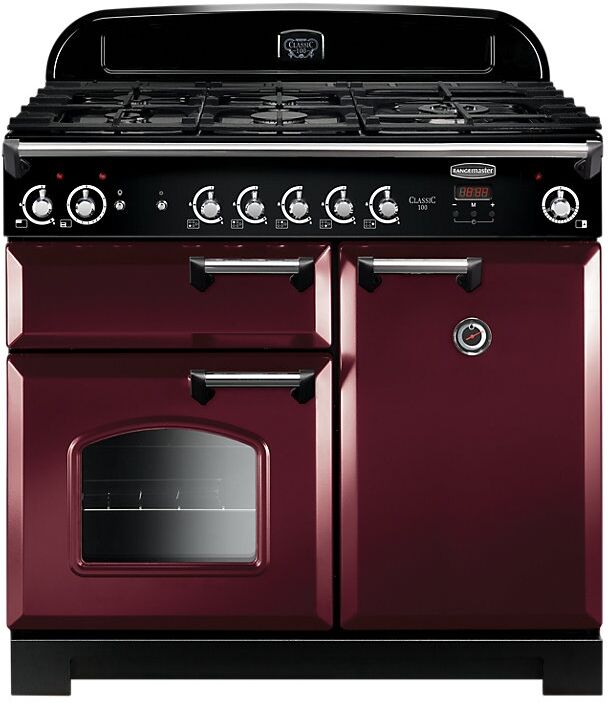 Rangemaster CLA100NGFCY/C Classic 100 Gas Range Cooker  Cranberry/Chrome