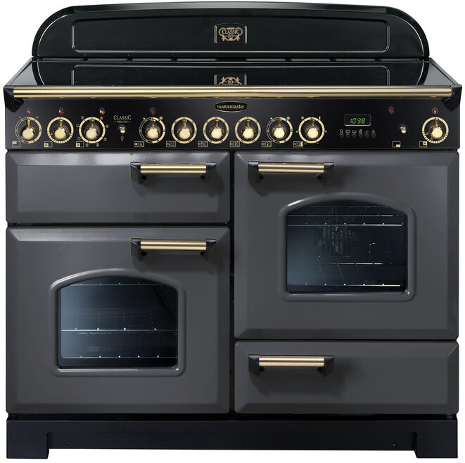 Rangemaster CDL110ECSL/B Classic Deluxe 110cm Electric Ceramic Range Cooker- Slate/Brass