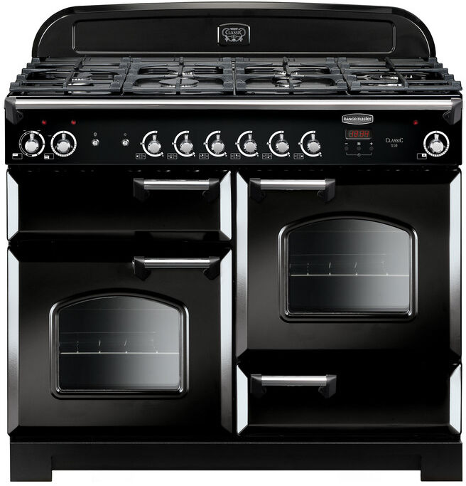 Rangemaster CLA110DFFBL/C 110cm Dual Fuel Range Cooker - Black/Chrome