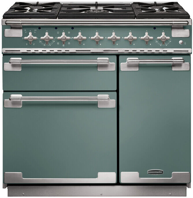 Rangemaster ELS90DFFMG/ Elise 90cm Dual Fuel Range Cooker Mineral Green