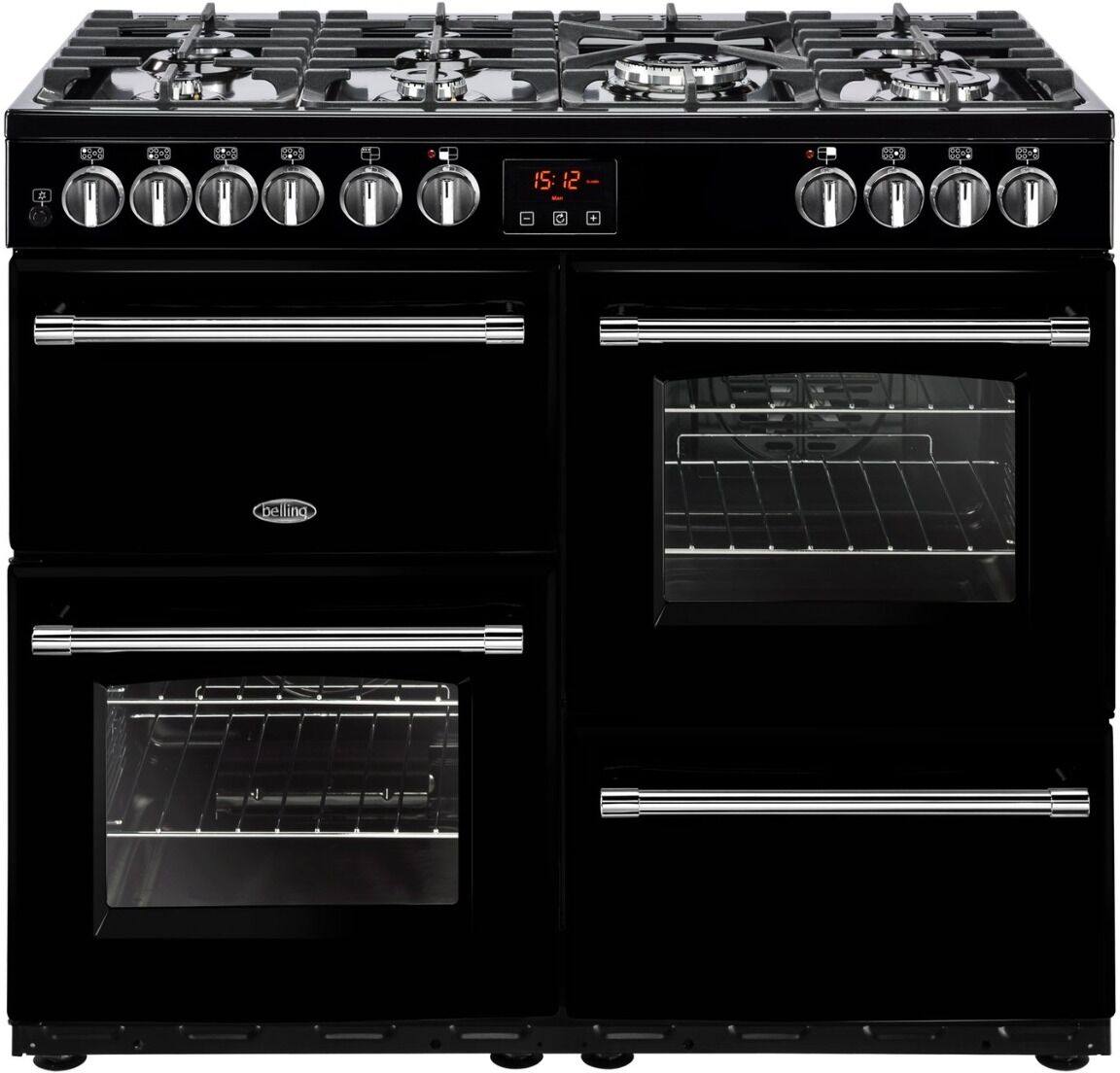 Belling Farmhouse FH100DFTBK 100cm Dual Fuel Range Cooker - Black