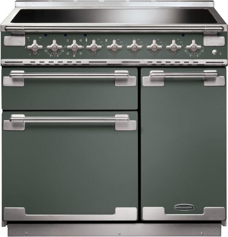 Rangemaster ELS90EIMG/ Elise 90cm Electric Induction Range Cooker Mineral Green