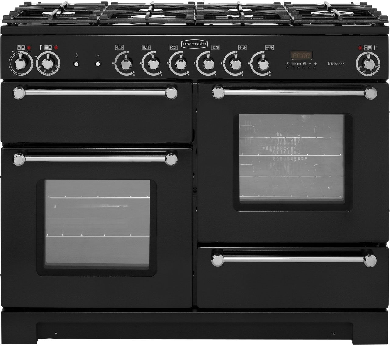 Rangemaster KCH110DFFBL/C Kitchener Dual Fuel 110cm Range Cooker Black