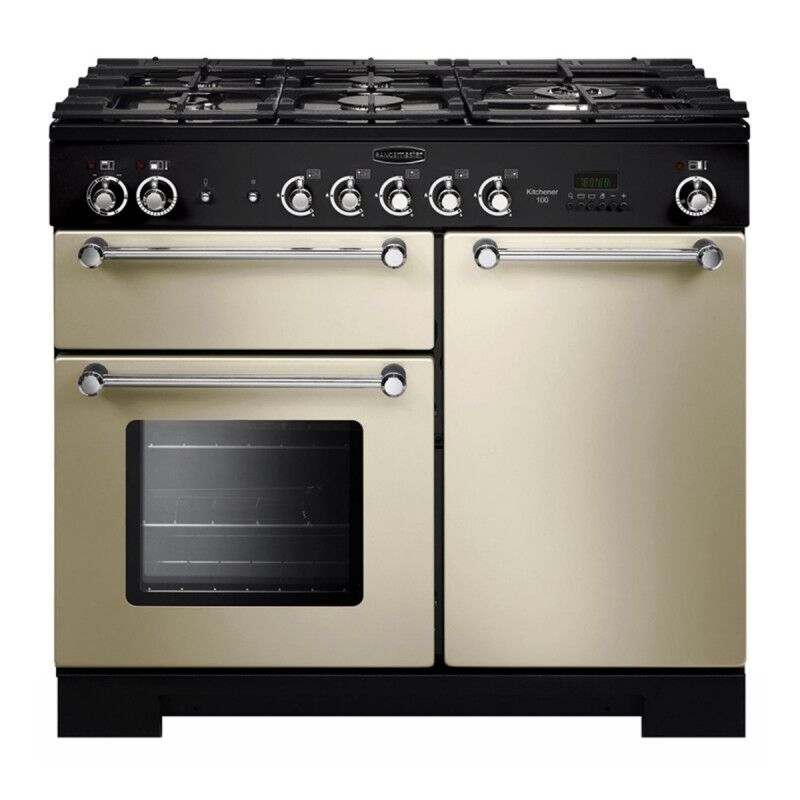 Rangemaster KCH100NGFCR/C Kitchener 100 Natural Gas Range Cooker Cream Chrome