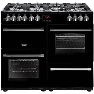 Belling Farmhouse FH100DFTBK 100cm Dual Fuel Range Cooker - Black