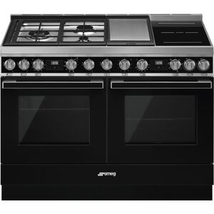 Smeg CPF120IGMPBL Portofino 120cm Dual Cavity Cooker With Mixed Fuel Hob-Black