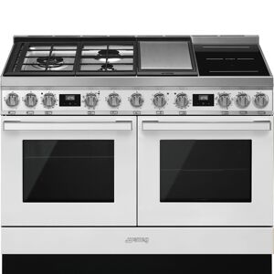 Smeg CPF120IGMPWH Portofino 120cm Dual Cavity Cooker With Mixed Fuel Hob-White