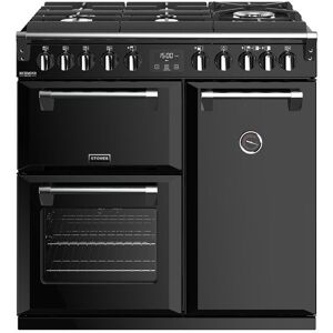 Stoves Richmond Deluxe RCHDXS900DFGBK 90cm Dual Fuel Range Cooker With Gas-Through-Glass Hob - Black