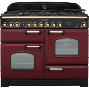 Rangemaster CDL110DFFCY/B Classic Deluxe Dual Fuel 110cm Range Cooker Cranberry Brass