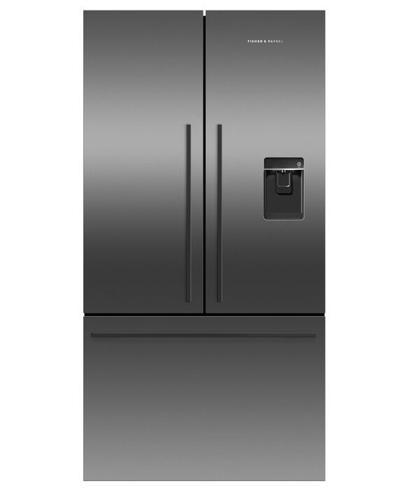 Fisher & Paykel Fridge Freezer French Door  - Ice & Water  Black Steel