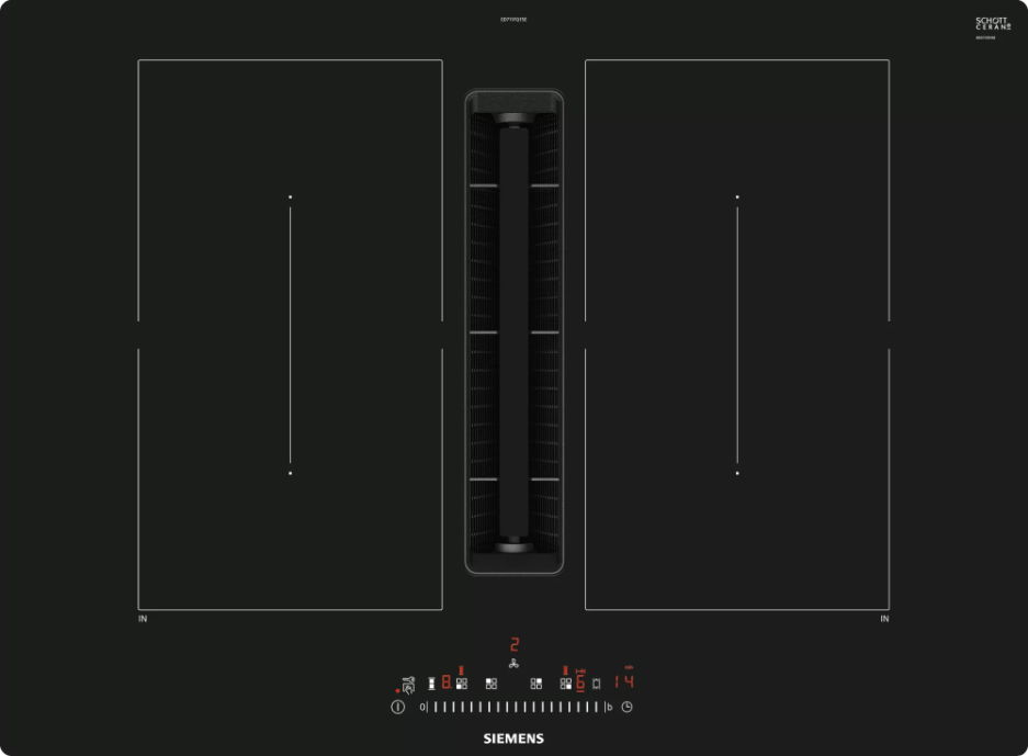 Siemens ED711FQ15E 70Cm Induction Hob with Integrated Ventilation System-Black Glass