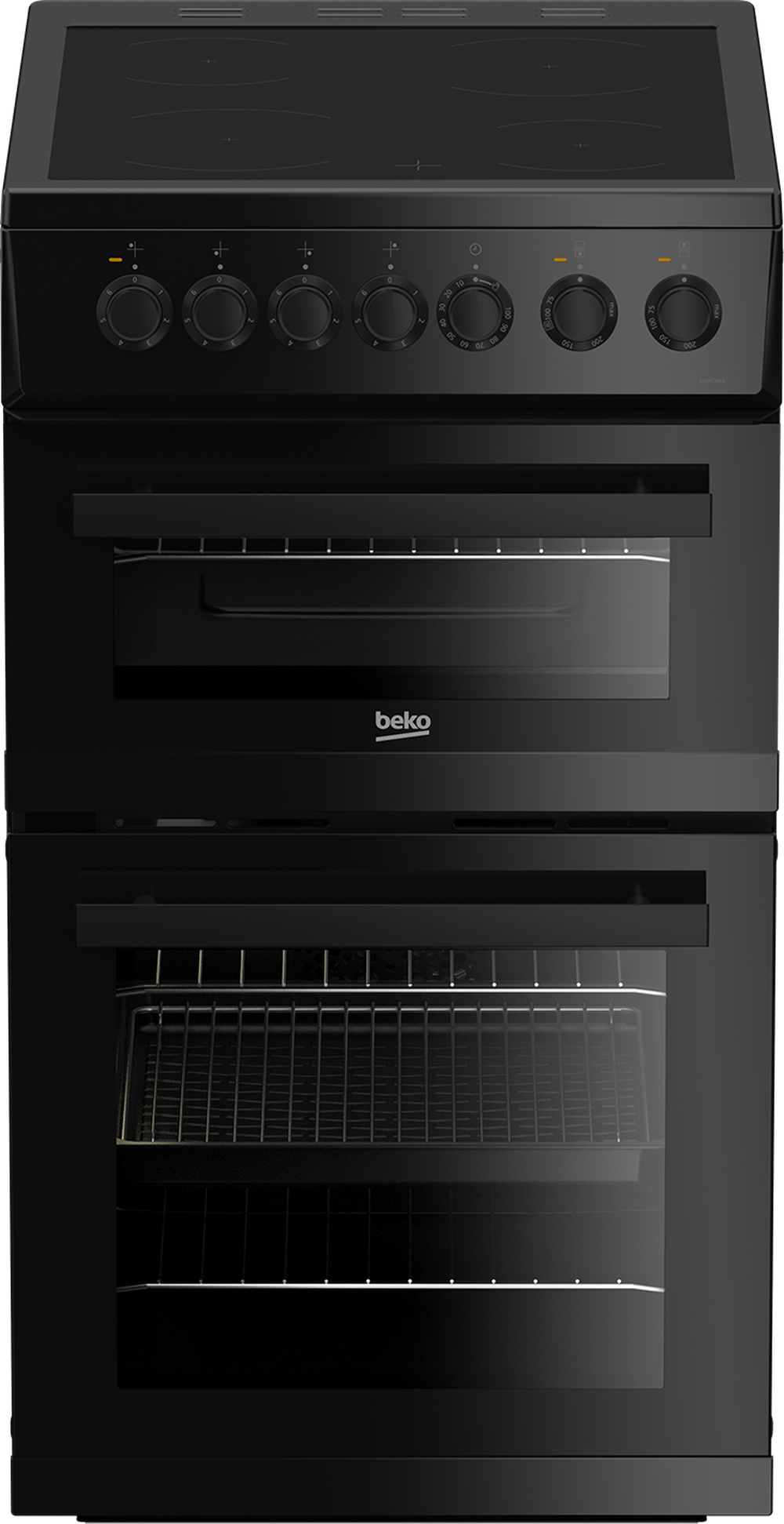 Beko EDVC503B 50cm Double Oven Electric Cooker with Ceramic Hob - Black