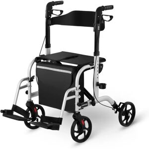 Uniprodo Rollator Wheelchair 2-in-1 - silver - 120 kg UNI_ROLL_03 2IN1