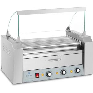 Royal Catering Hot Dog Grill - 7 rollers - warming drawer - stainless steel RC-RG7DC