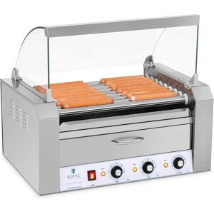 Royal Catering Hotdog Grill - 9 rollers - Warming drawers - Stainless steel RCHG-9WO