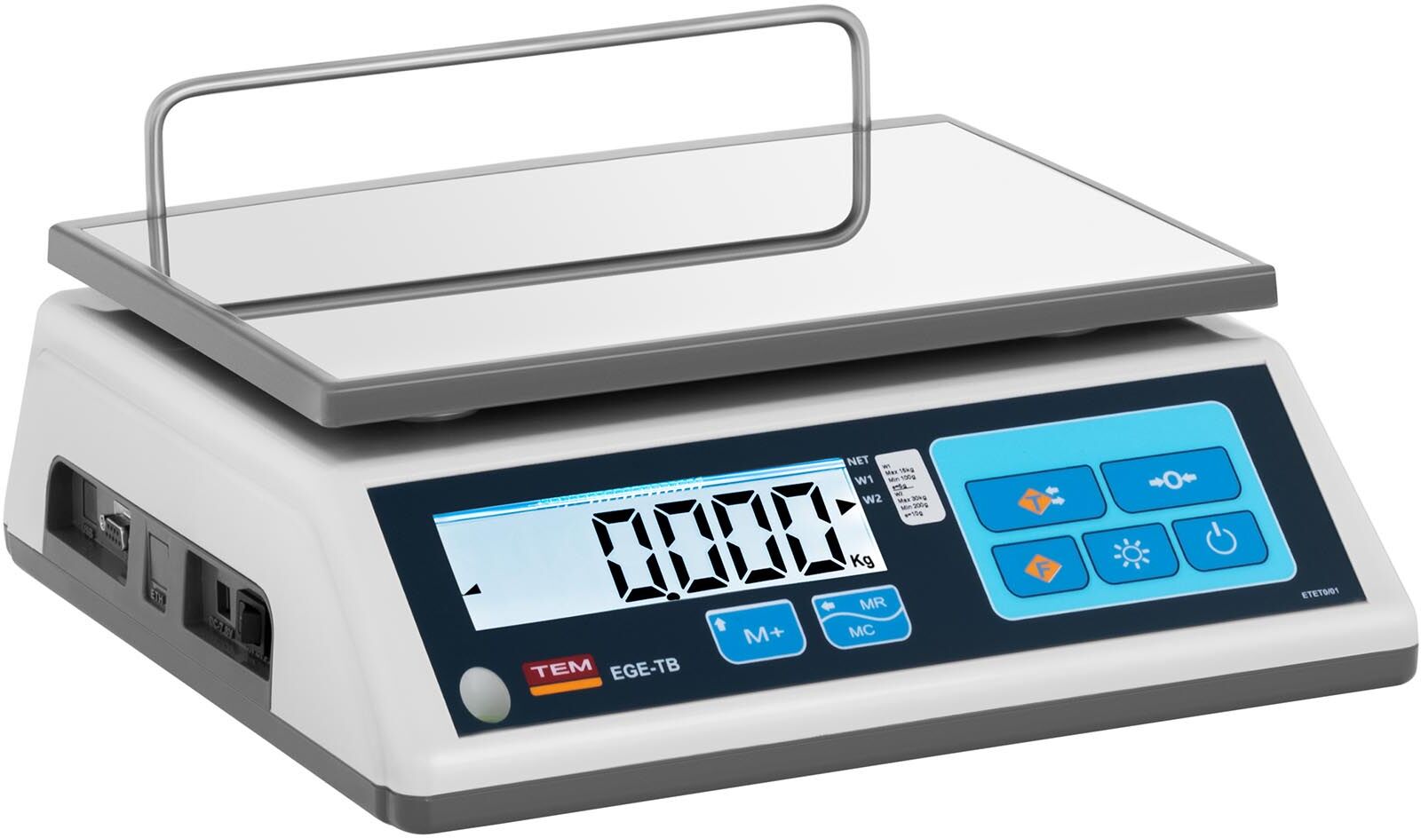 TEM Weighing scale - Calibrated - 30 kg / 10 g - LCD - Memory TTB030D-O-B1 TEM Weighing scale - Calibrated - 30 kg / 10 g - LCD - Memory TTB030D-O-B1