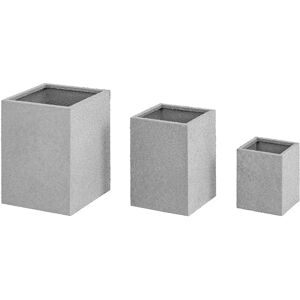 Planter Pots - Set of 3 - Stainless steel - Sandstone look - Royal Catering RC_FPOT_02