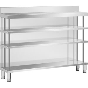 Standing Prep Table - stainless steel - 100 x 30 x 105 cm - 4 shelves - backsplash - Royal Catering RCSBW-3 Standing Prep Table - stainless steel - 100 x 30 x 105 cm - 4 shelves - backsplash - Royal Catering RCSBW-3