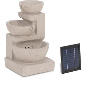 hillvert Solar Water Fountain - 3 bowls on clay wall - LED lighting HT-SF-121