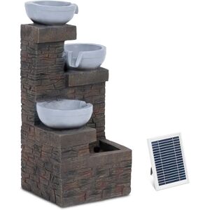 hillvert Solar Water Fountain - 3 bowls on wall ensemble - LED lighting HT-SF-110