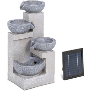 hillvert Solar Water Fountain - 4 bowls on cement wall - LED lighting HT-SF-111