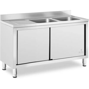 Commercial Kitchen Sink - 2 basins - Royal Catering - stainless steel - 500 x 400 x 300 mm RC-IKS01