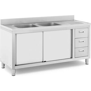 Commercial Kitchen Sink - 2 basins - Royal Catering - Stainless steel - 400 x 400 x 300 mm RC-IKS04