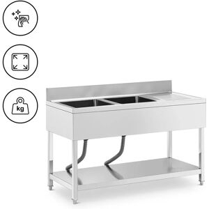 Sink Unit - 2 basins - stainless steel - 140 x 60 x 97 cm - Royal Catering RCGS-2B1400D6