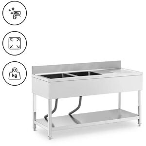 Sink Unit - 2 basins - stainless steel - 160 x 60 x 97 cm - Royal Catering RCGS-2B1600D6