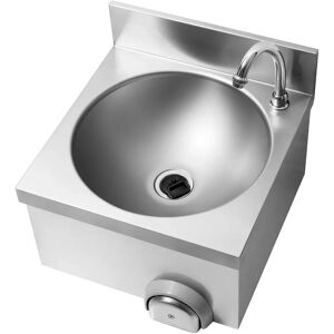 Monolith knee-operated hand wash basin - including fittings - Stainless steel, chrome-plated brass - tap length 140 mm MO-TA-18