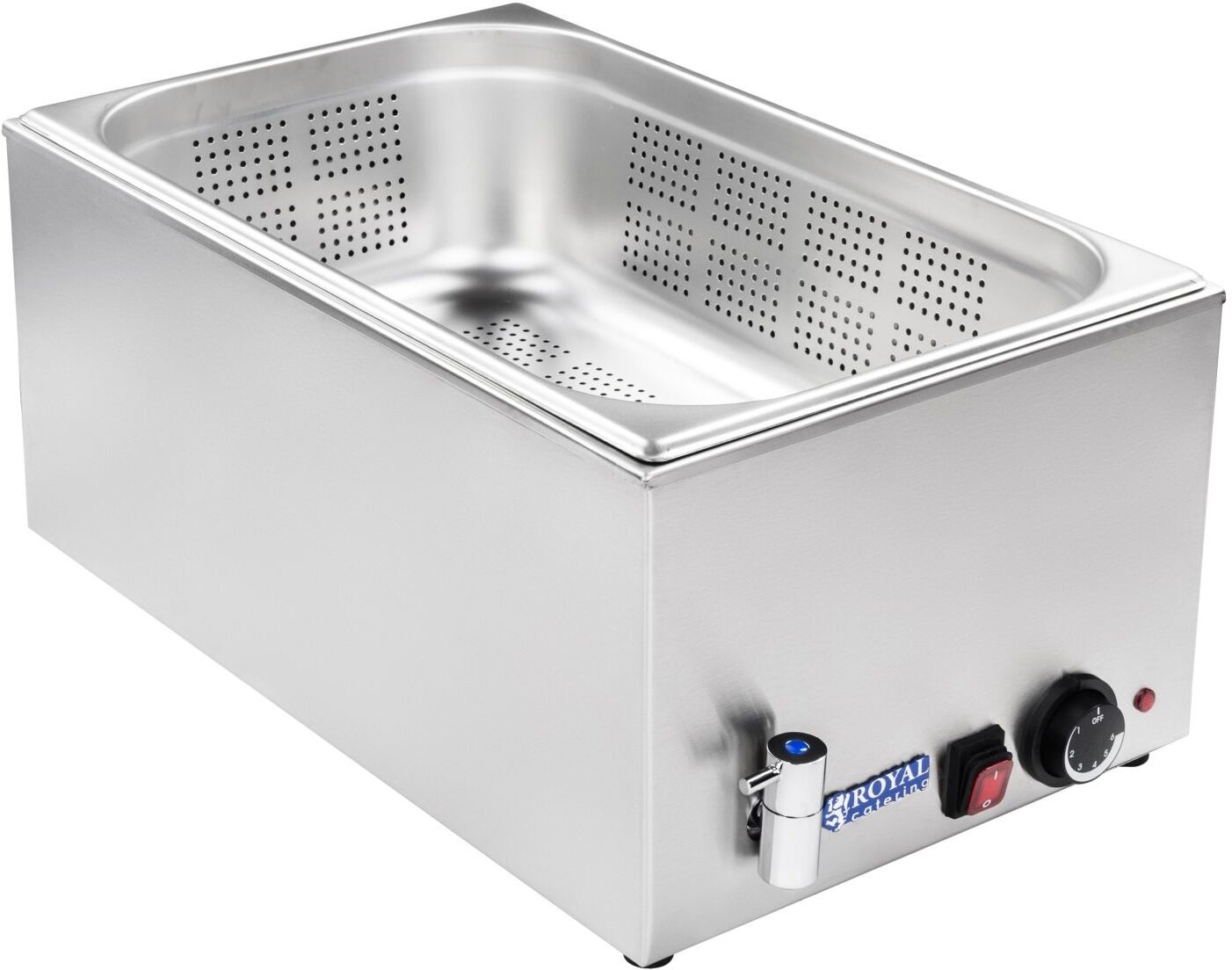Royal Catering Bain-marie - GN perforated pan - 1/1 - drain tap RCBM-1/1-150AP-GN Royal Catering Bain-marie - GN perforated pan - 1/1 - drain tap RCBM-1/1-150AP-GN