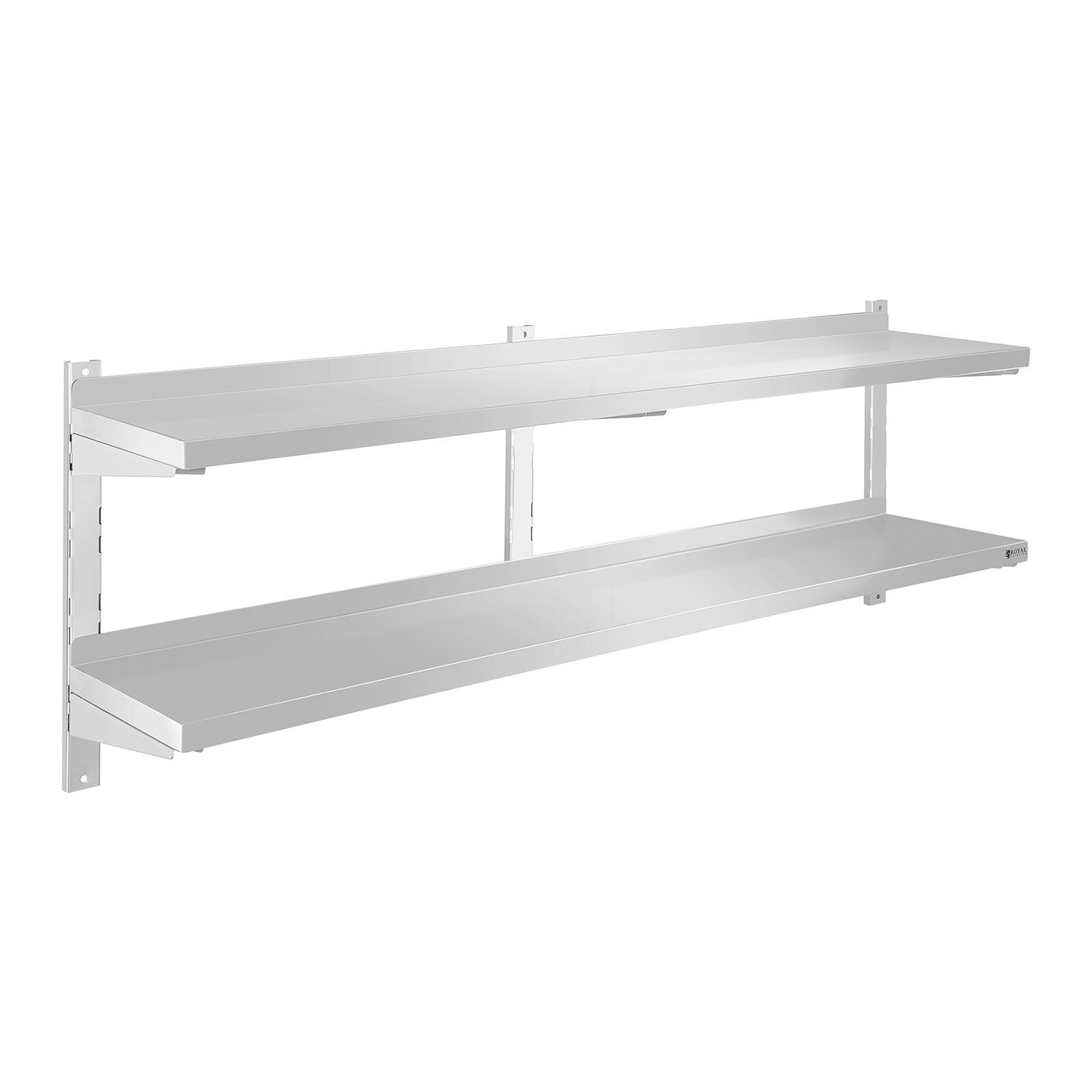 Royal Catering Stainless Steel Wall Shelf - 2 shelves - 160 cm RCWR-160.2 Royal Catering Stainless Steel Wall Shelf - 2 shelves - 160 cm RCWR-160.2