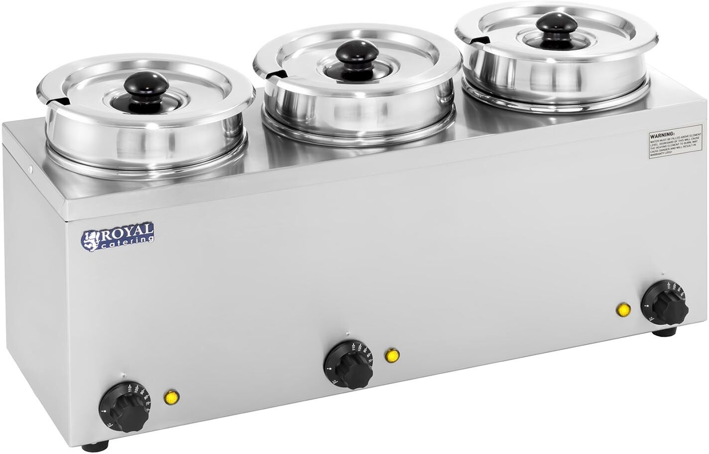 Royal Catering Soup Warmer - 3 x 2,75 litres - 450 W RCBM-3/4R Royal Catering Soup Warmer - 3 x 2,75 litres - 450 W RCBM-3/4R