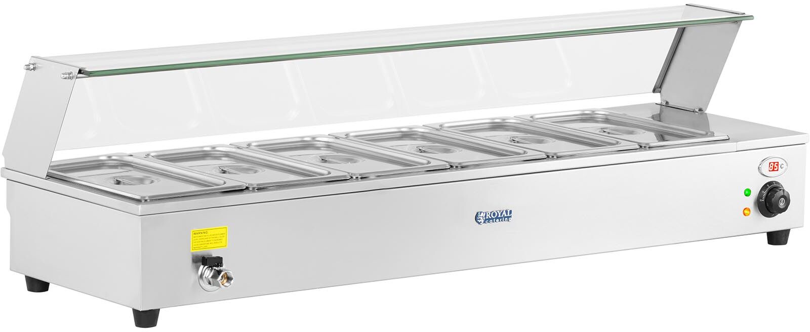 Royal Catering Bain-Marie - incl. 6 GN 1/3 containers - drain tap RCBM-63B Royal Catering Bain-Marie - incl. 6 GN 1/3 containers - drain tap RCBM-63B