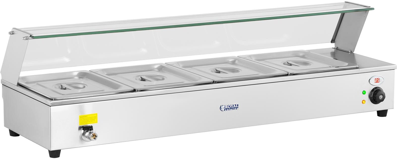 Royal Catering Bain-Marie - incl. 4 x GN 1/2 containers - drain tap RCBM-4B Royal Catering Bain-Marie - incl. 4 x GN 1/2 containers - drain tap RCBM-4B