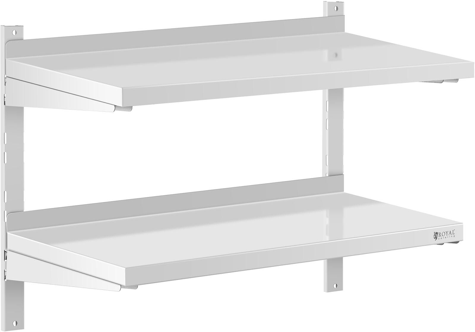 Royal Catering Stainless Steel Wall Shelf - 2 shelves - 40 x 80 cm RCWR-800.4