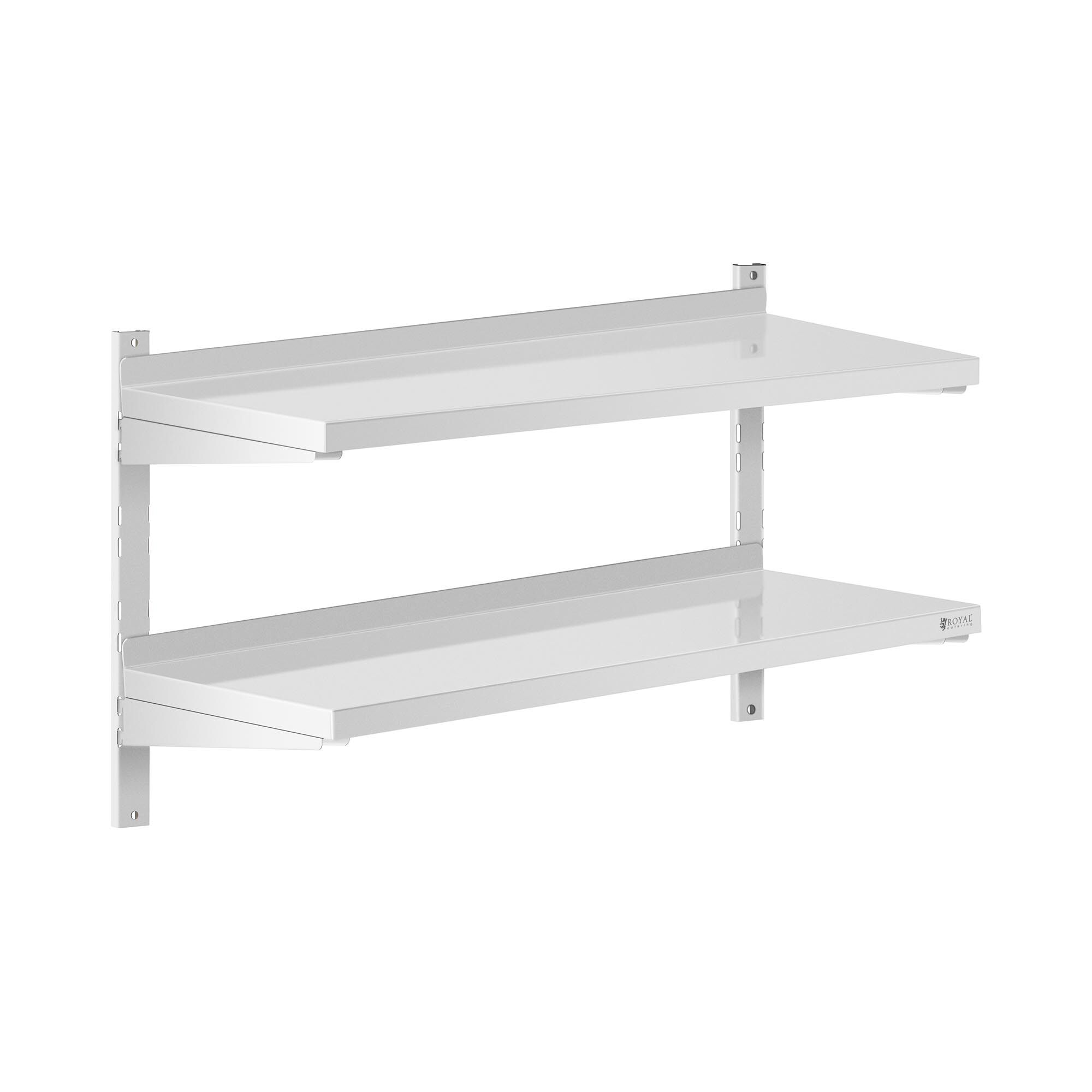 Royal Catering Stainless Steel Wall Shelf - 2 shelves - 40 x 100 cm RCWR-1000.4 Royal Catering Stainless Steel Wall Shelf - 2 shelves - 40 x 100 cm RCWR-1000.4