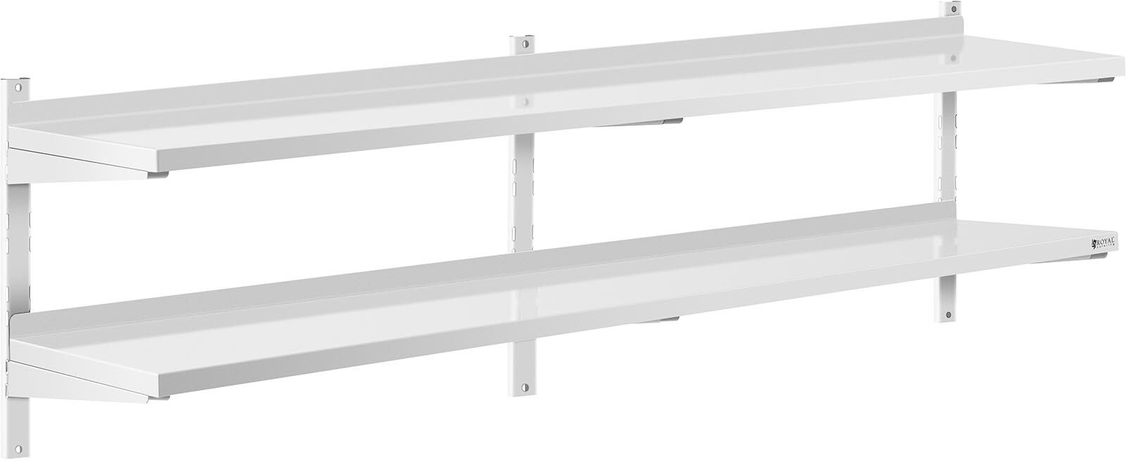 Royal Catering Stainless Steel Wall Shelf - 2 shelves - 40 x 200 cm RCWR-2000.4 Royal Catering Stainless Steel Wall Shelf - 2 shelves - 40 x 200 cm RCWR-2000.4