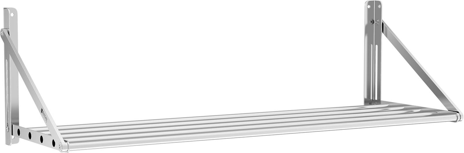 Royal Catering Wall Shelf - folding - tube style - 120 x 45 cm - 40 kg - stainless steel RC-TFWH12045 Royal Catering Wall Shelf - folding - tube style - 120 x 45 cm - 40 kg - stainless steel RC-TFWH12045