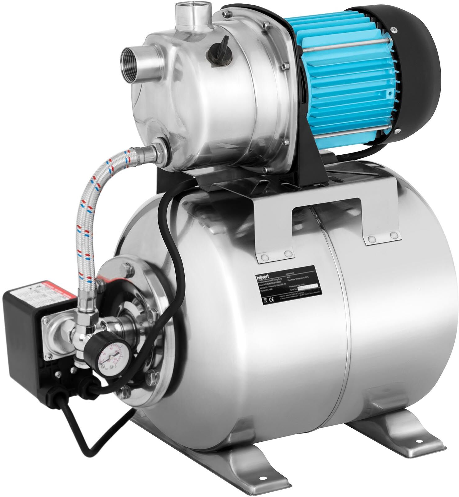 hillvert Self-Priming Pump - 3,100 L/h - 1,000 W - stainless steel HT-ROBSON-JP1000CS