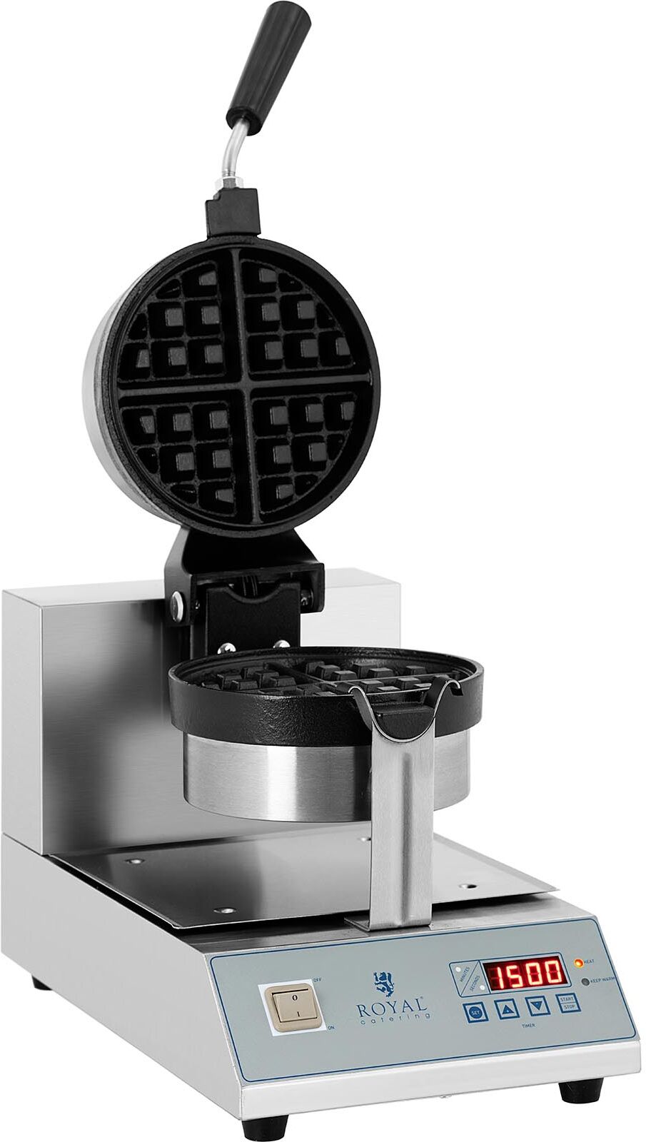 Royal Catering Waffle Maker with LED - Rotatable - 1300 W - Round RCWM-1300-RE