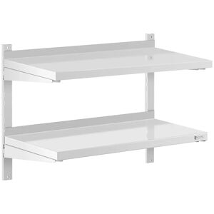 Royal Catering Stainless Steel Wall Shelf - 2 shelves - 40 x 80 cm RCWR-800.4