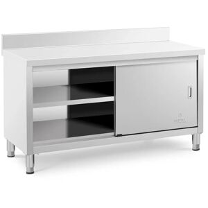 Royal Catering Stainless Steel Work Cabinet - 150 x 60 x 85 cm - upstand - 600 kg load capacity RCSSCB-150X60-E-B