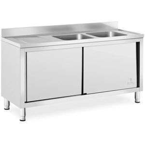 Commercial Kitchen Silver Sink - 2 basins - Royal Catering - Stainless steel - 400 x 400 x 250 mm RC-IKS03