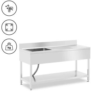 Sink Unit - 1 basin - stainless steel - 160 x 60 x 97 cm - Royal Catering RCGS-1B1600D6